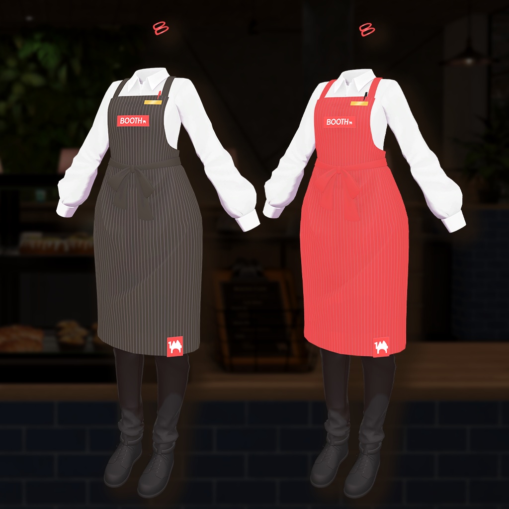 【無料/FREE】【XWear対応】BOOTH Avatar Cafe Waitress Apron