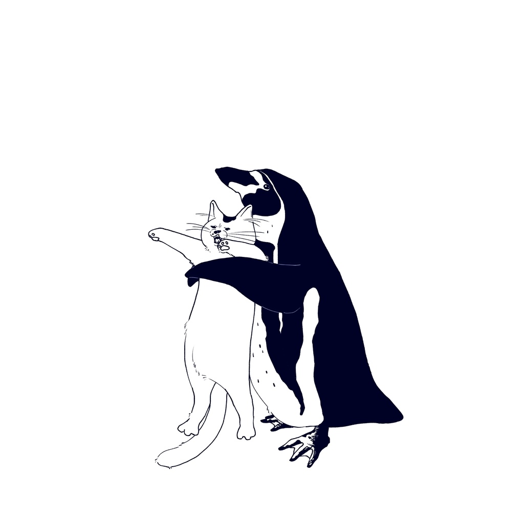 ステッカー『penguin and cat』