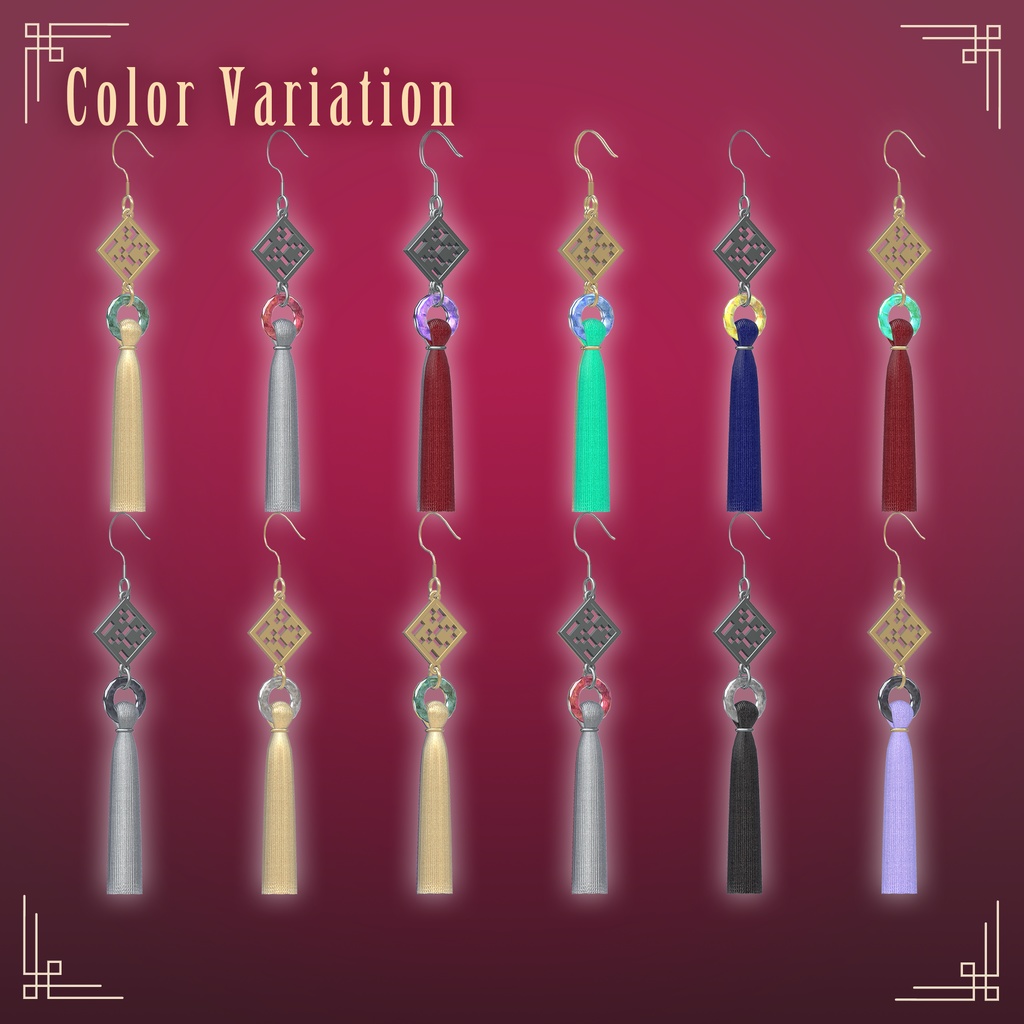 【VRChat想定】チャイナ アクセサリー【Phys Bone対応】【MA対応】