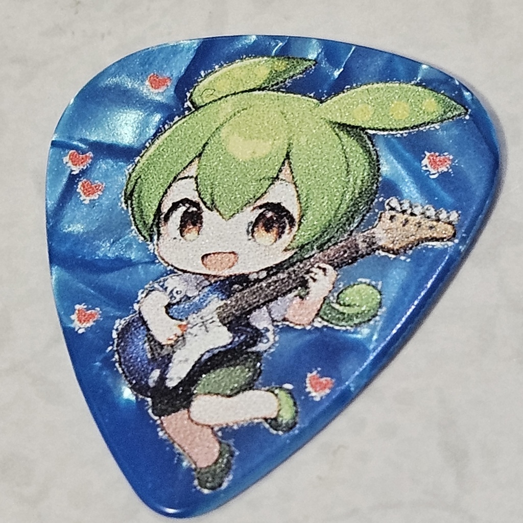 ずんだもん ギターピック ティアドロップ 青パール セルロース