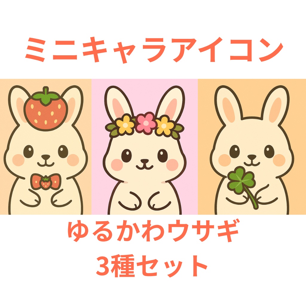 【ミニキャラアイコン】ウサギのミニキャラ3種セット