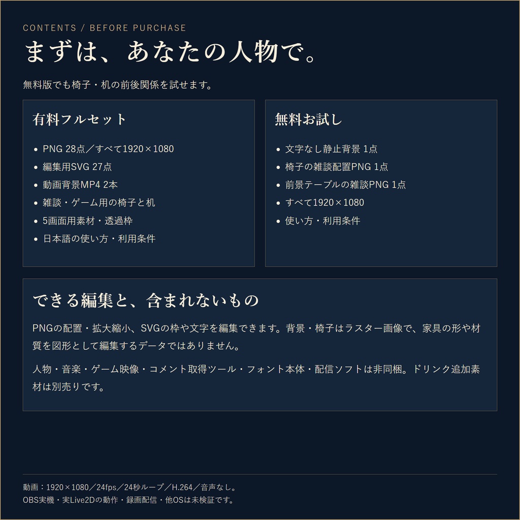 【無料版有】星空喫茶の配信ルーム|椅子と机で着席配置・5画面・動く夜空