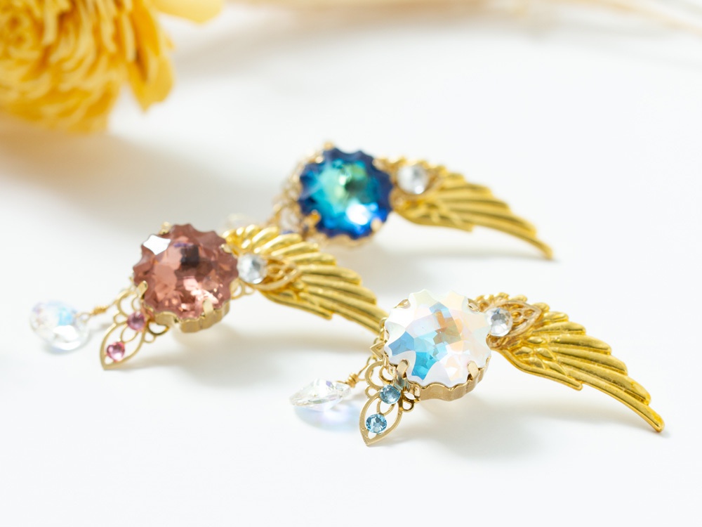 ―Jellyfish―海月星のイヤーカフ(全3色)スワロフスキー・クリスタル使用