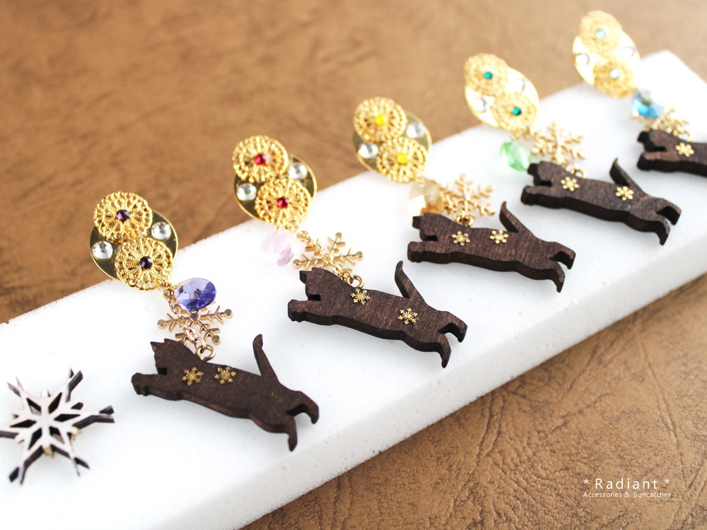 猫と雪の結晶ポニーフック(全5色)