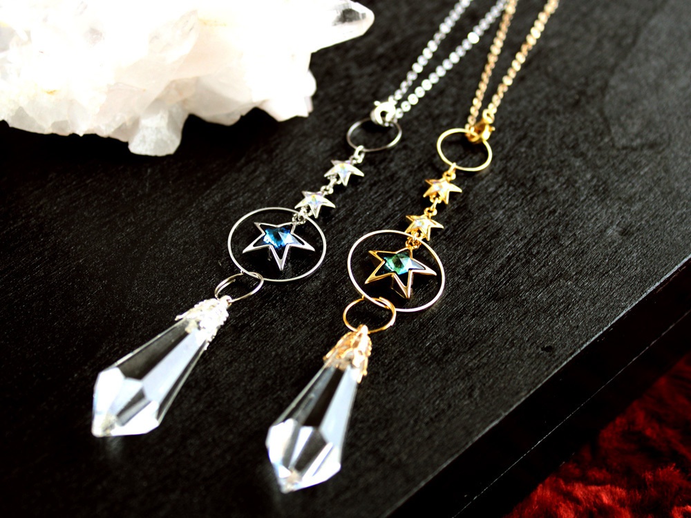 トリプルスターのペンデュラム★Swarovski crystal [受注制作]