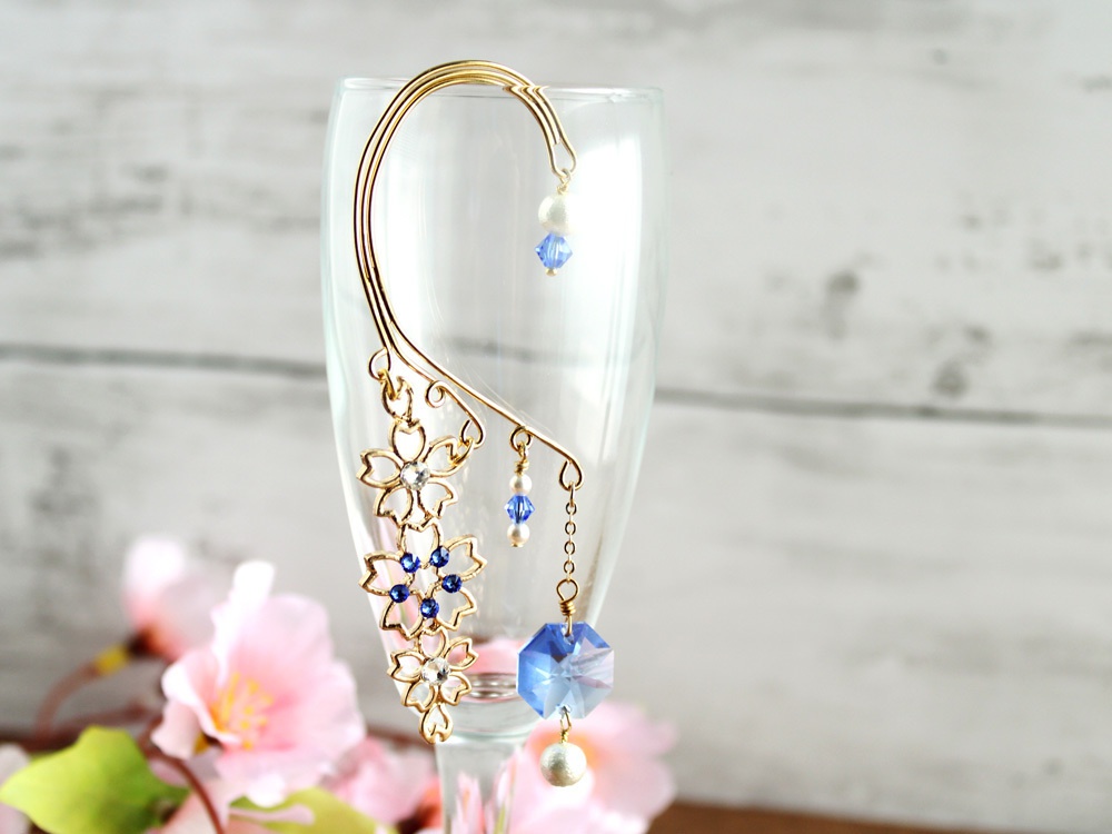 舞桜のイヤーフック(Swarovski crystal使用)全5色