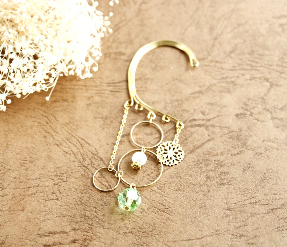 金環のイヤーフック 全6色(Swarovski Crystal使用)