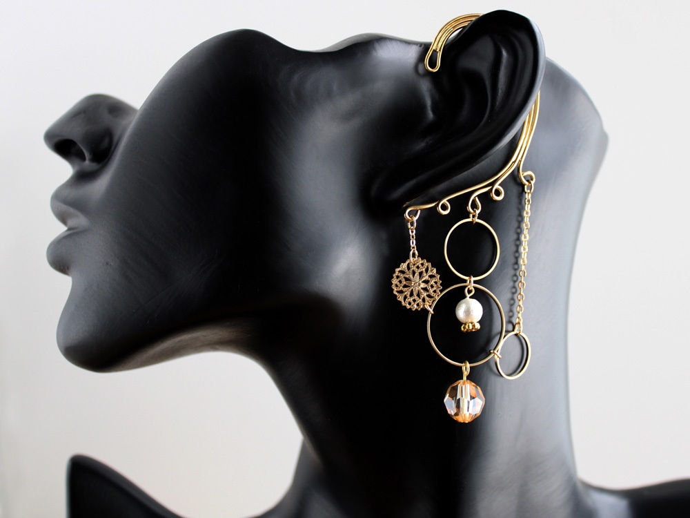 金環のイヤーフック 全6色(Swarovski Crystal使用)