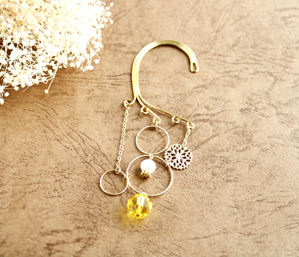 金環のイヤーフック 全6色(Swarovski Crystal使用)