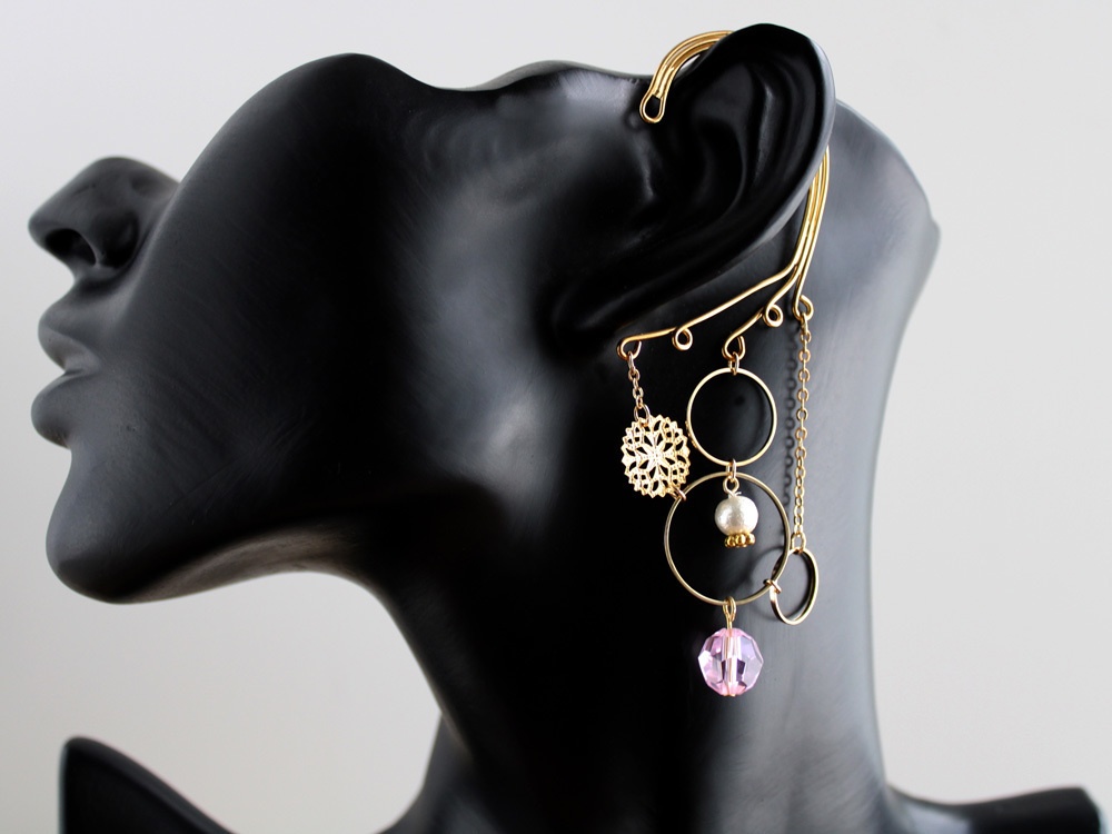 金環のイヤーフック 全6色(Swarovski Crystal使用)