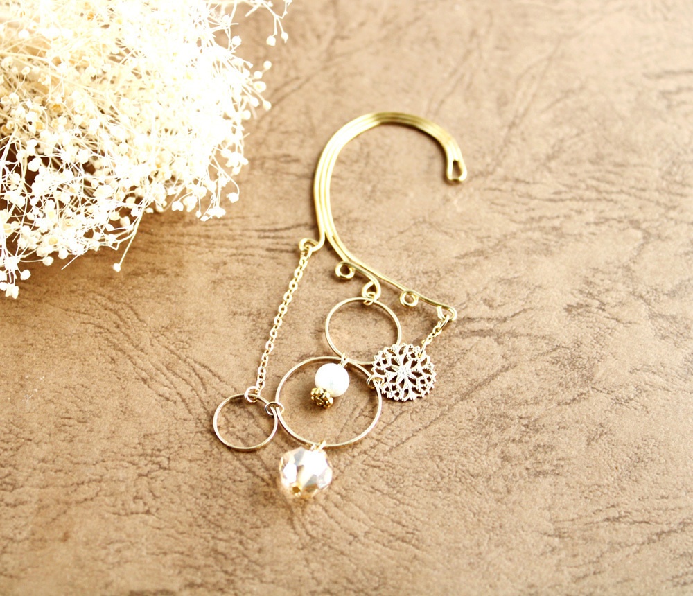 金環のイヤーフック 全6色(Swarovski Crystal使用)
