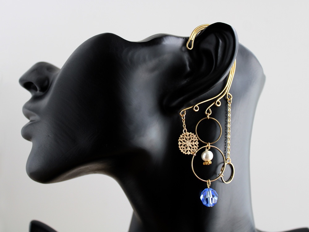 金環のイヤーフック 全6色(Swarovski Crystal使用)