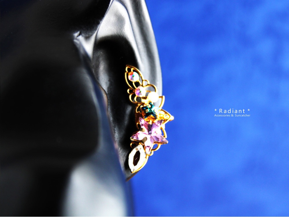 星空のイヤーカフ:金&銀(スワロフスキー・クリスタル使用)