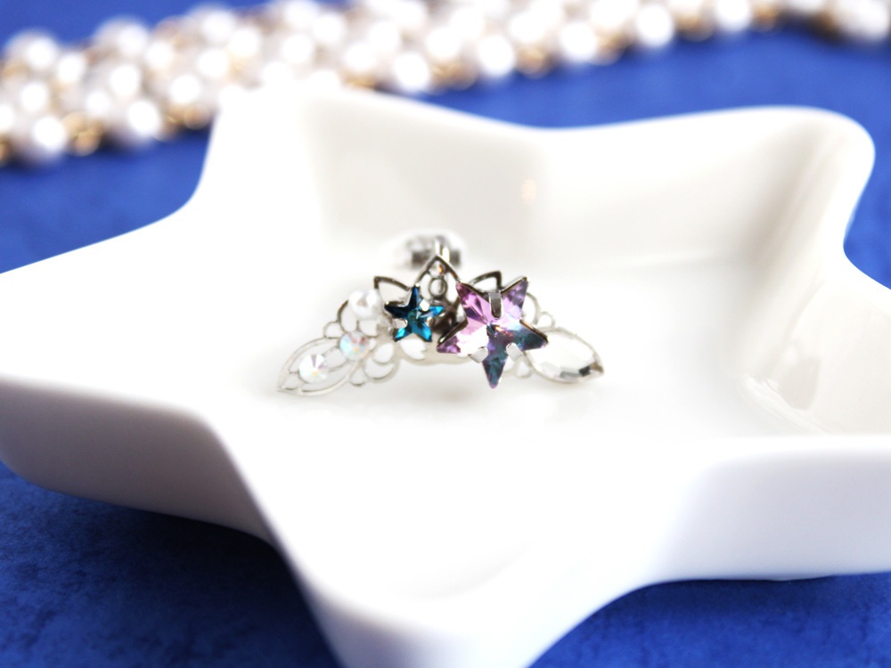 星空のイヤーカフ:金&銀(スワロフスキー・クリスタル使用)