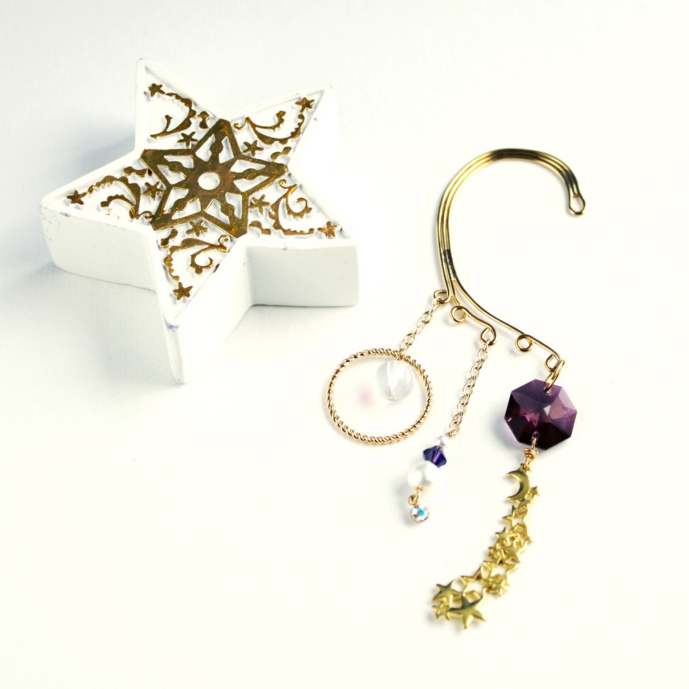 惑星イヤーフック(全8色)★ Swarovski Crystal使用