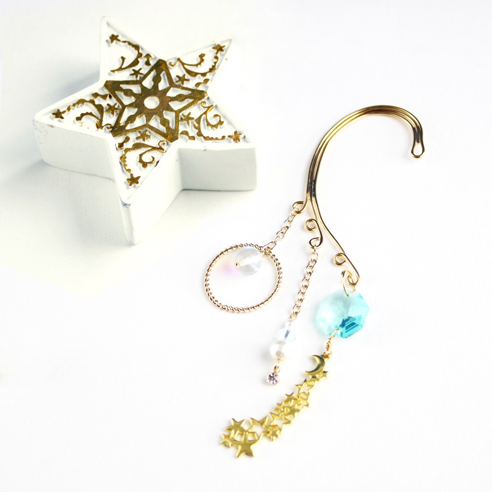 惑星イヤーフック(全8色)★ Swarovski Crystal使用