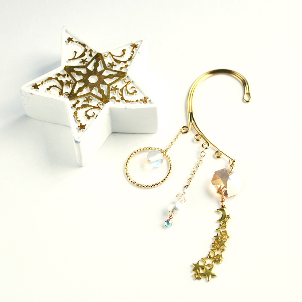 惑星イヤーフック(全8色)★ Swarovski Crystal使用