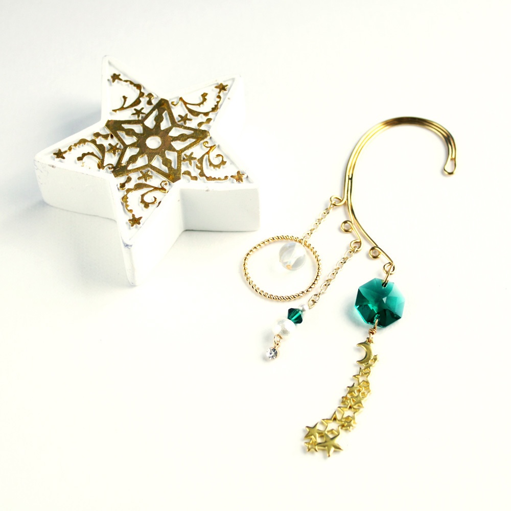 惑星イヤーフック(全8色)★ Swarovski Crystal使用