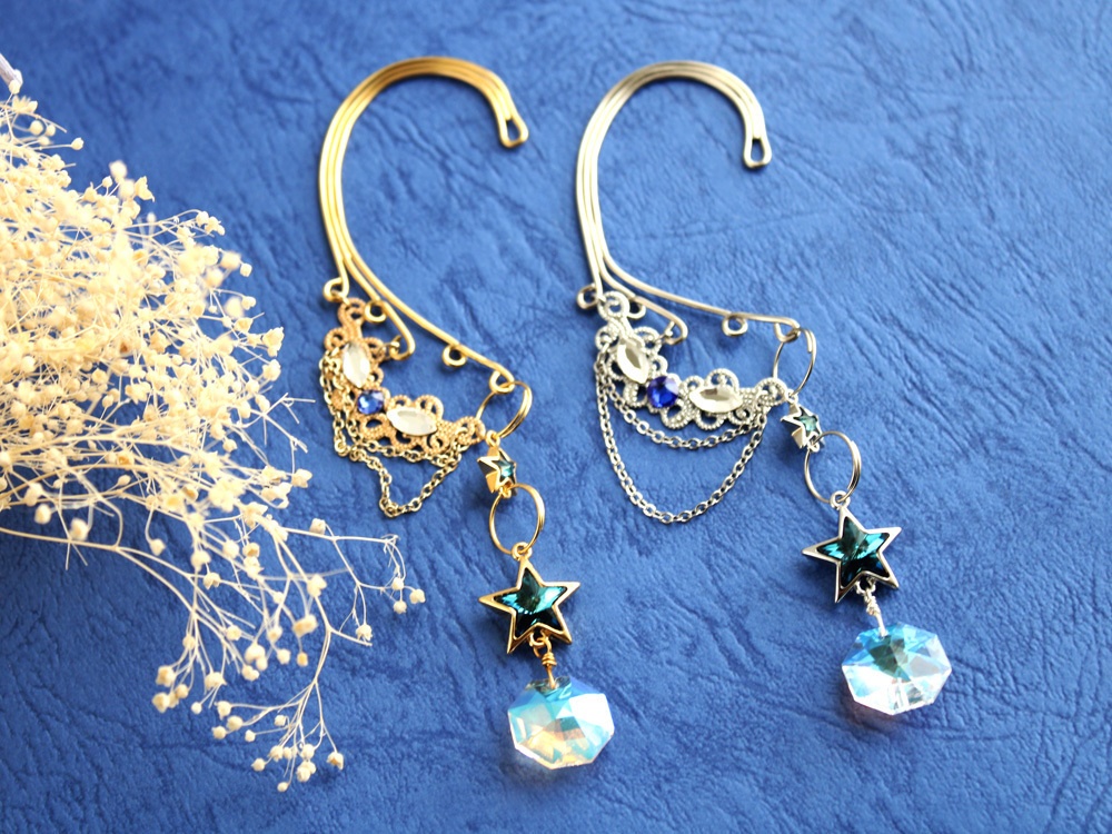 流れ星~shooting star~イヤーフック 銀(Swarovski Crystal使用)