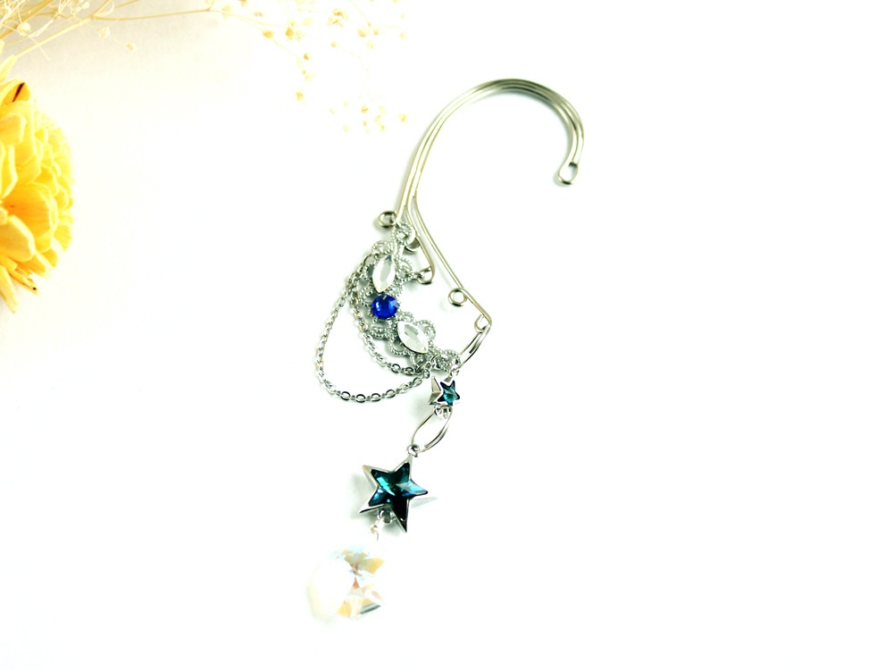 流れ星~shooting star~イヤーフック 銀(Swarovski Crystal使用)