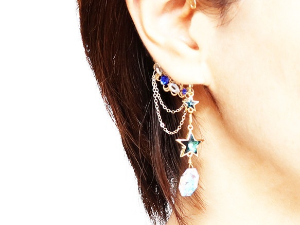流れ星~shooting star~イヤーフック 銀(Swarovski Crystal使用)
