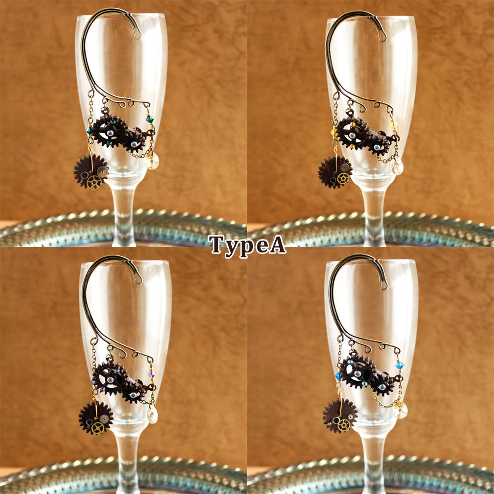 廻る歯車~スチームパンク~輪転のイヤーフック (全9色)Swarovski crystal使用 Radiantスチームパンク