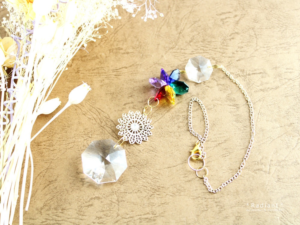 オクタゴンフラワーのサンキャッチャー★スワロフスキー・クリスタル使用 Radiant