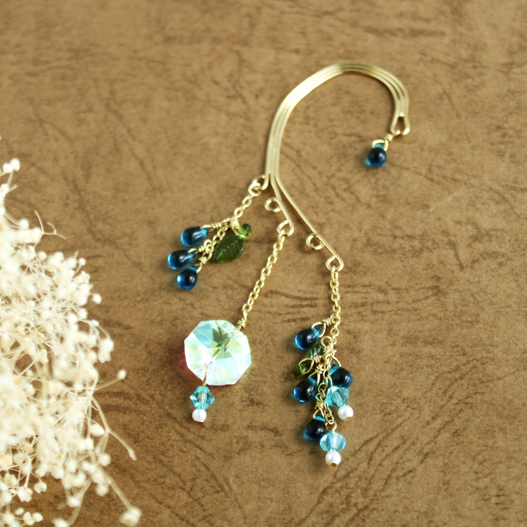 落ちない、痛くない♪チェコビーズと高級クリスタルの秋の実イヤーフック(全5色)