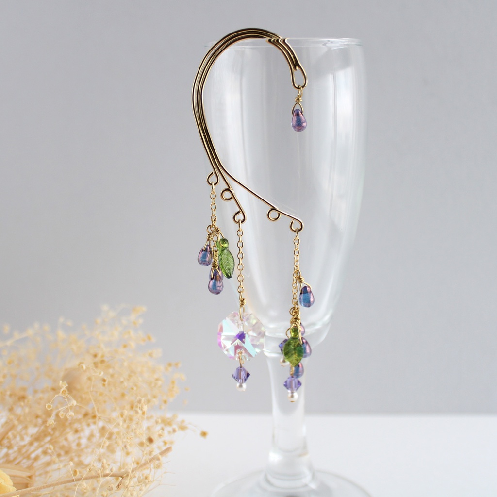 落ちない、痛くない♪チェコビーズと高級クリスタルの秋の実イヤーフック(全5色)