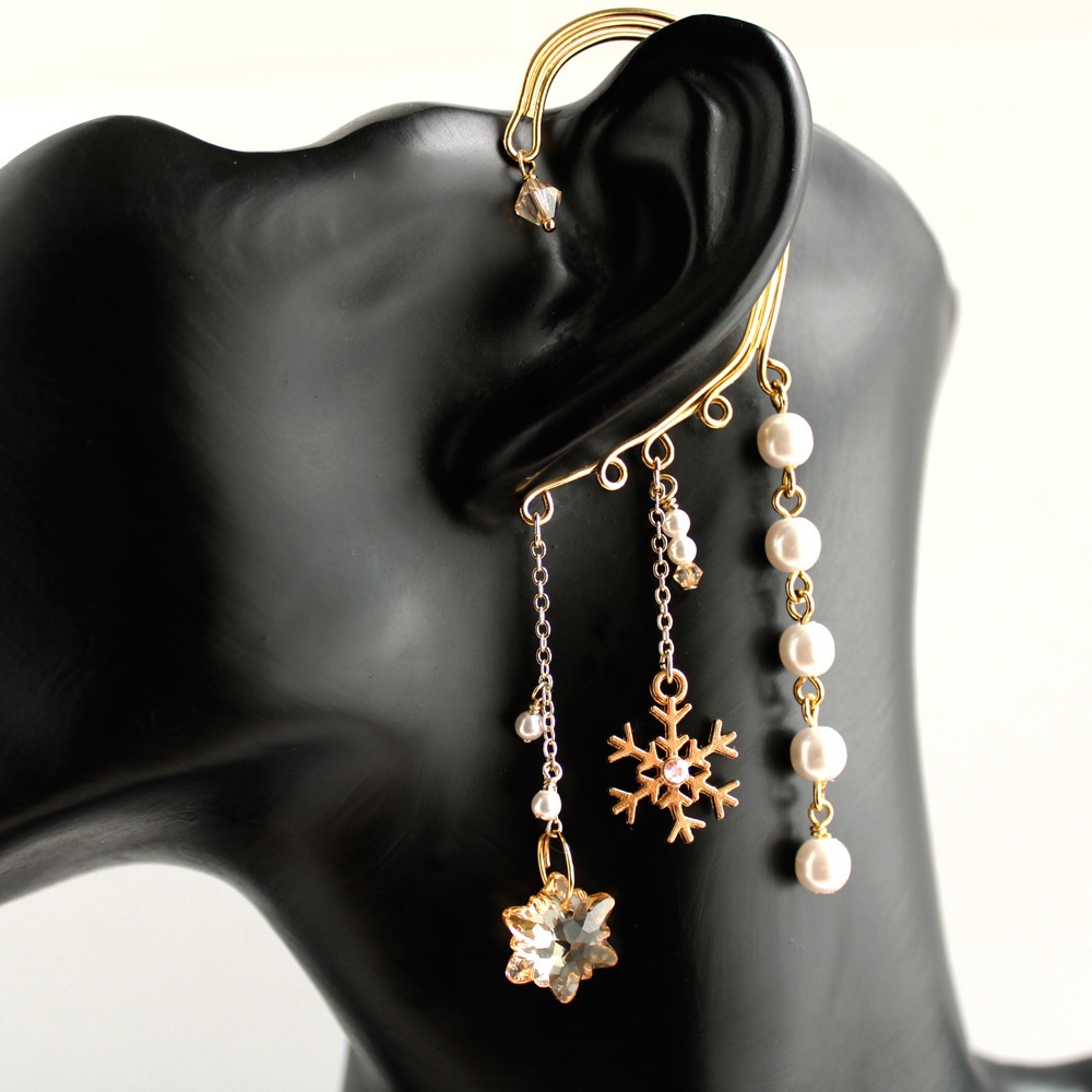 Swarovski120周年限定モデル 雪の結晶イヤーフック(全7色)