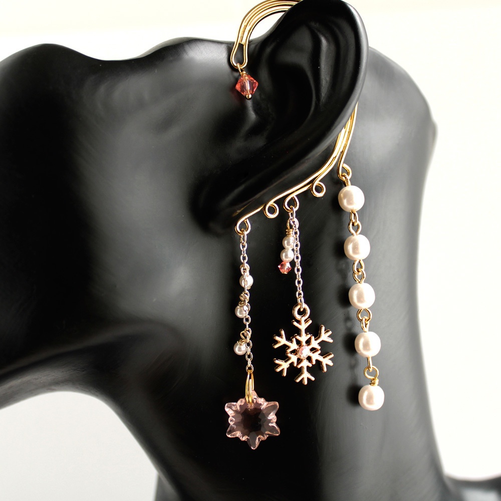 Swarovski120周年限定モデル 雪の結晶イヤーフック(全7色)