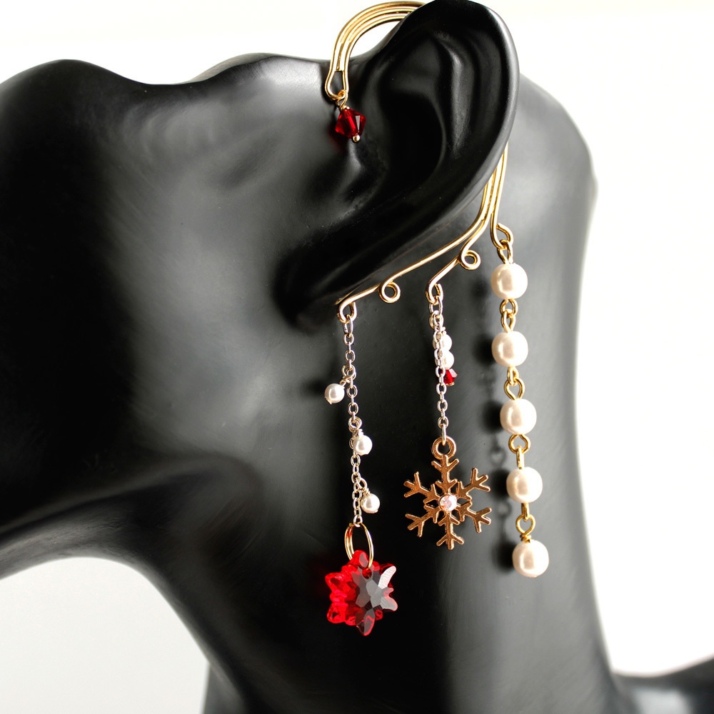 Swarovski120周年限定モデル 雪の結晶イヤーフック(全7色)