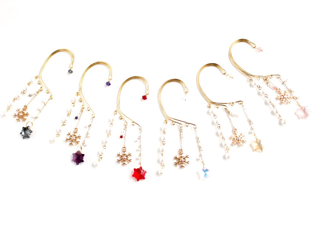Swarovski120周年限定モデル 雪の結晶イヤーフック(全7色)