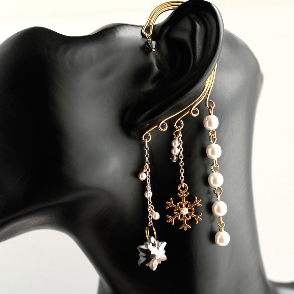 Swarovski120周年限定モデル 雪の結晶イヤーフック(全7色)