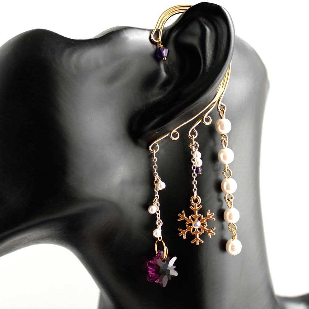 Swarovski120周年限定モデル 雪の結晶イヤーフック(全7色)