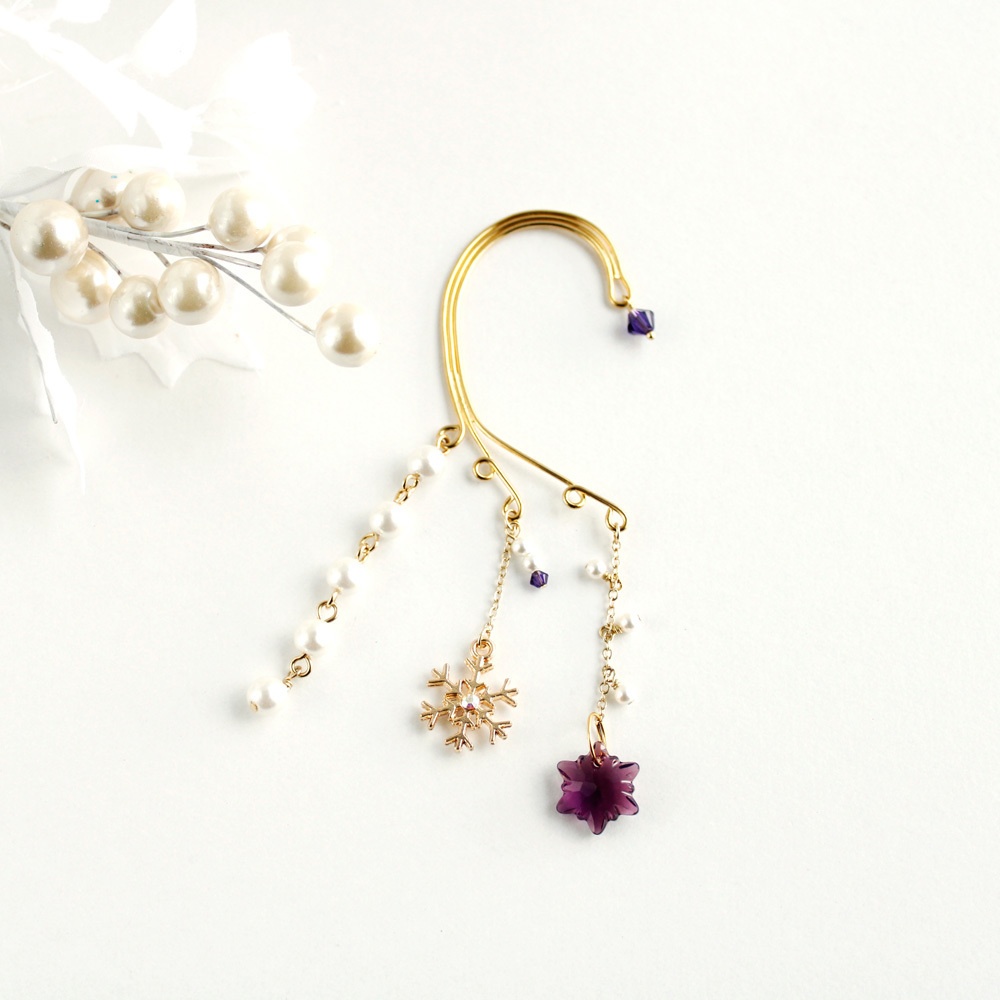 Swarovski120周年限定モデル 雪の結晶イヤーフック(全7色)