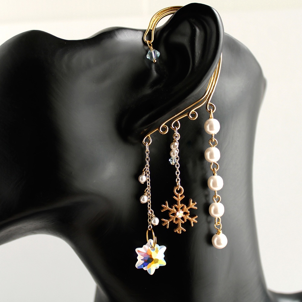 Swarovski120周年限定モデル 雪の結晶イヤーフック(全7色)