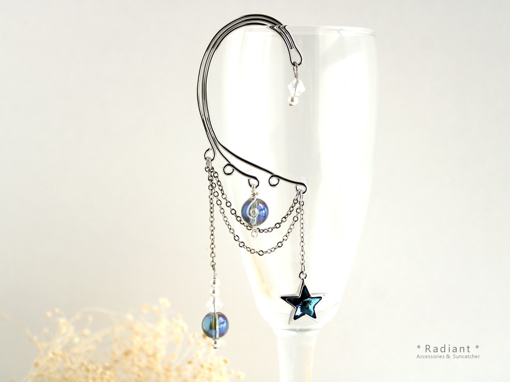 星とアクアオーラ 惑星イヤーフック Swarovski Crystal (全2色)
