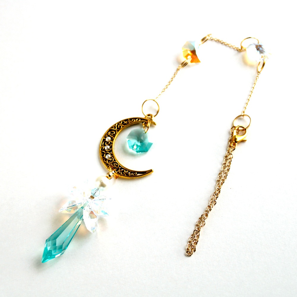 三日月と天使のサンキャッチャー (スワロフスキー・クリスタル使用) Radiant