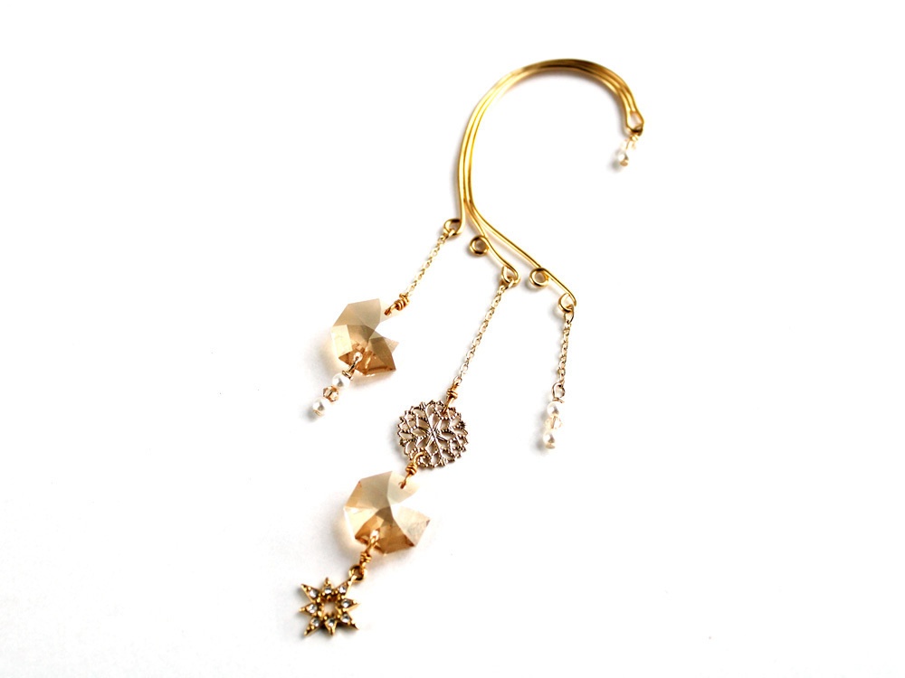 Swarovski crystal ダブルオクタゴンのイヤーフック(全6色)