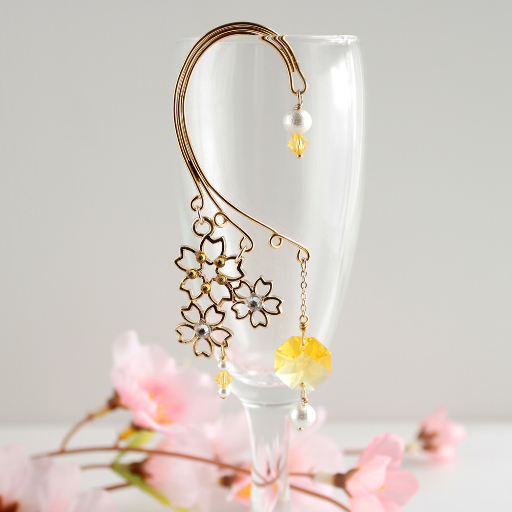 舞桜のイヤーフック Ver2★全5色 (Swarovski crystal使用)