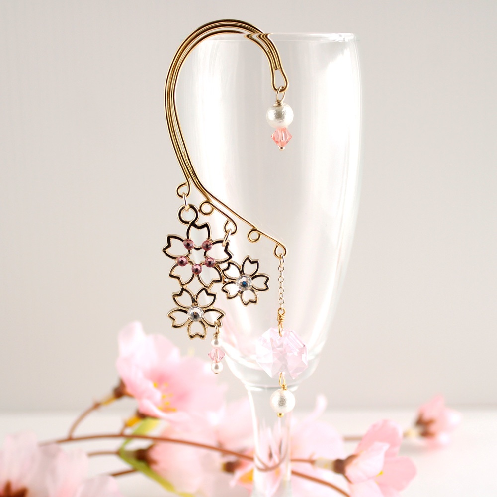 舞桜のイヤーフック Ver2★全5色 (Swarovski crystal使用)