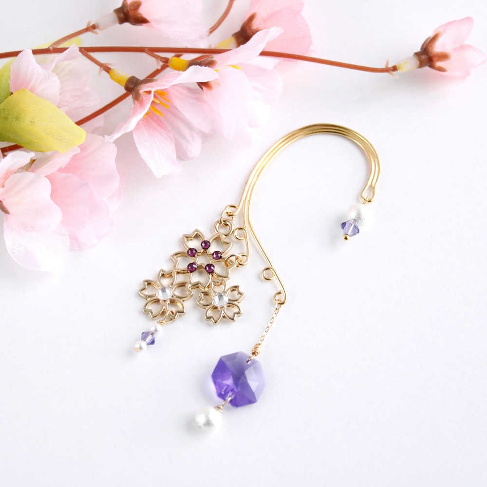 舞桜のイヤーフック Ver2★全5色 (Swarovski crystal使用)