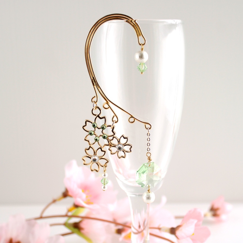 舞桜のイヤーフック Ver2★全5色 (Swarovski crystal使用)
