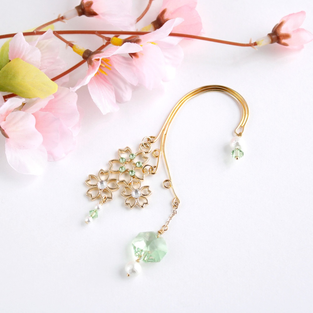 舞桜のイヤーフック Ver2★全5色 (Swarovski crystal使用)