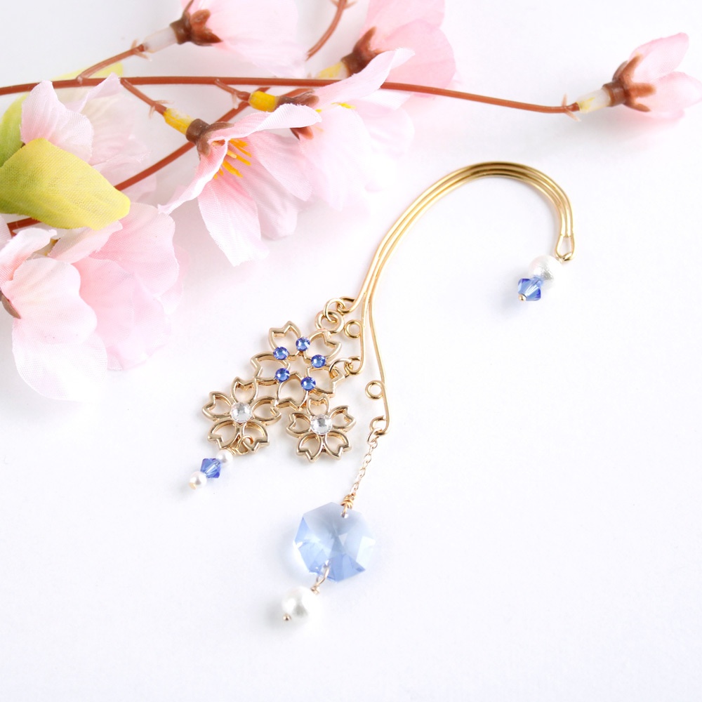 舞桜のイヤーフック Ver2★全5色 (Swarovski crystal使用)
