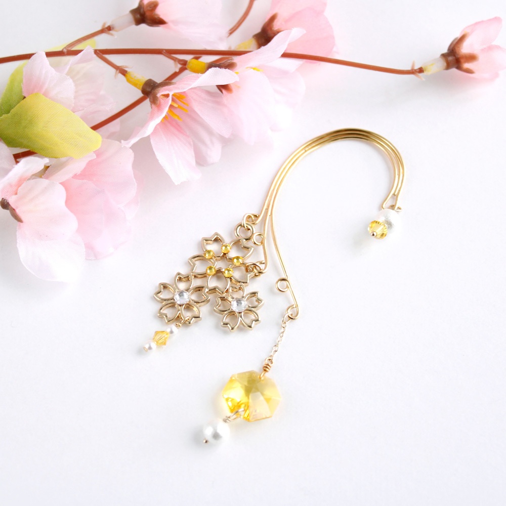 舞桜のイヤーフック Ver2★全5色 (Swarovski crystal使用)