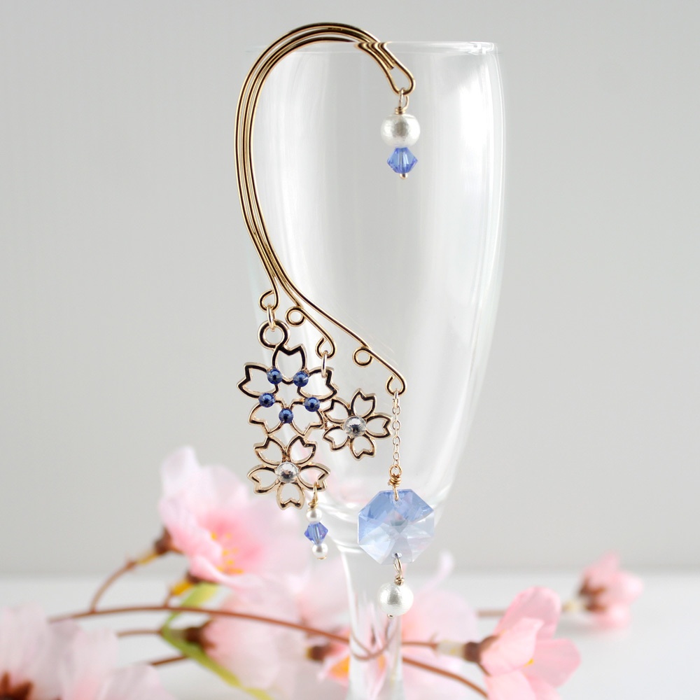 舞桜のイヤーフック Ver2★全5色 (Swarovski crystal使用)