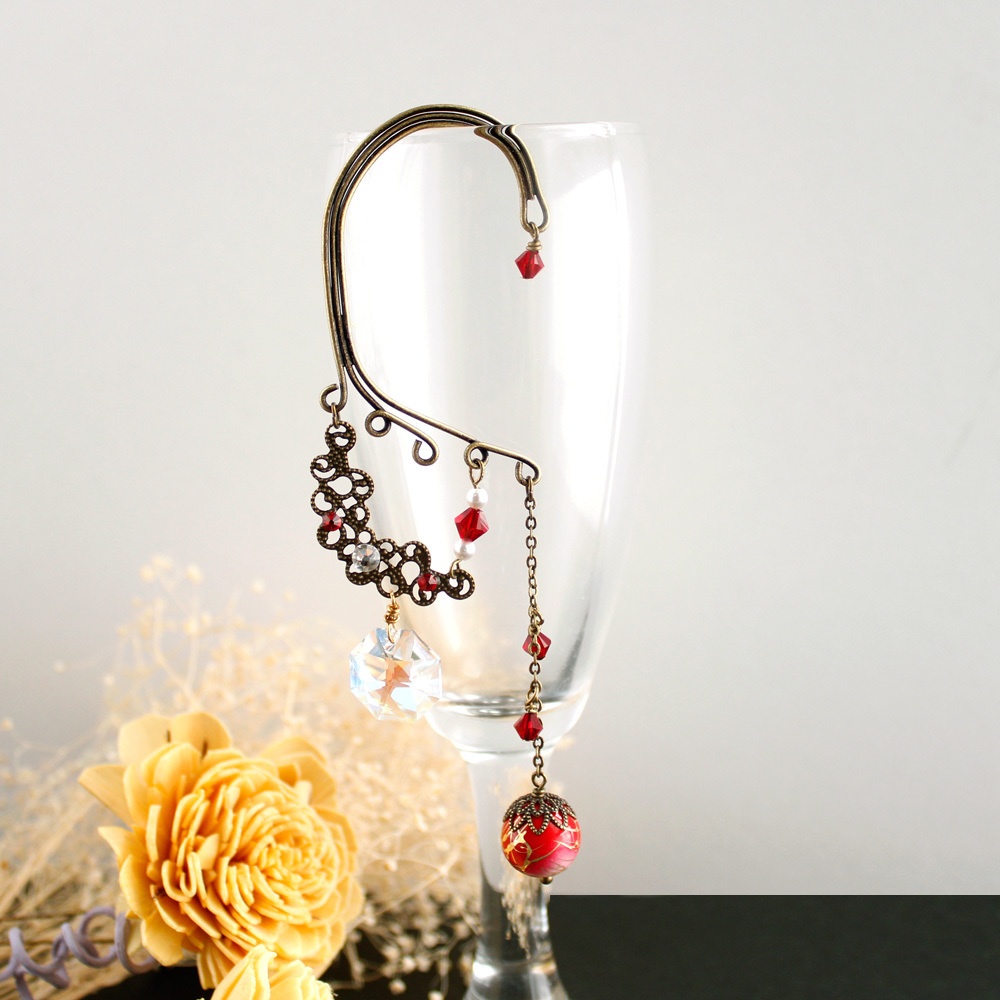 明鏡のイヤーフック (Swarovski crystal使用)