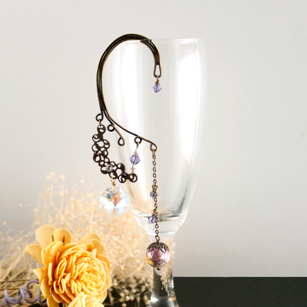 明鏡のイヤーフック (Swarovski crystal使用)